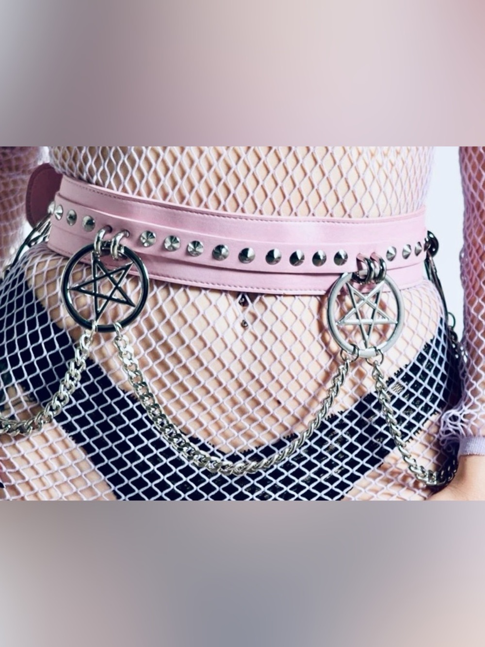 Killstar Curse Pentagram Chain Gothic Punk Occult Pastel Pink Belt 3xl/4xl